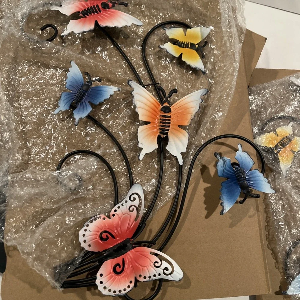 2 Metal Butterfly Outdoor Indoor Wall Art 12x15‎ Inch
